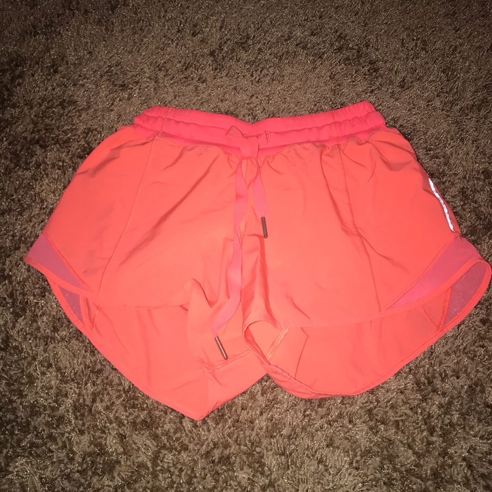Orange lululemon shorts